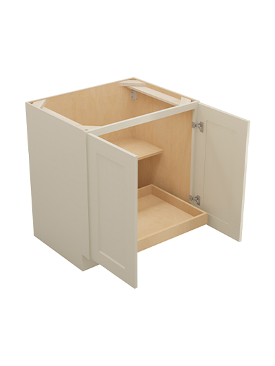 SA-B30FH1RS: Shaker Antique White 30″ Double Full Height Door One Rollout Shelf Base Kit