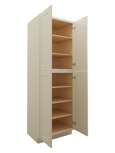 SA-U309024: Shaker Antique White 30″ Utility Cabinet Four Doors 90″ H