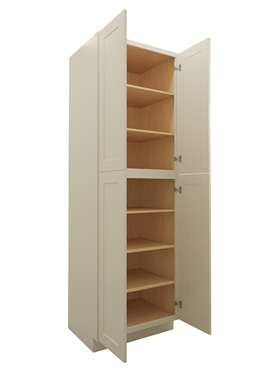 SA-U309624: Shaker Antique White 30″ Utility Cabinet Four Doors 96″ H