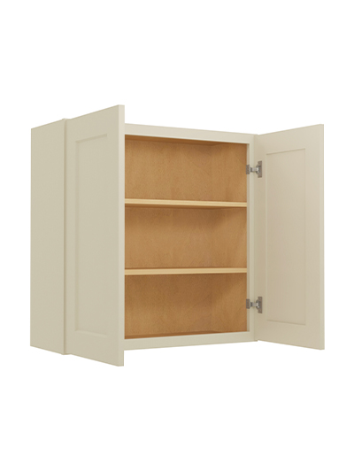 SA-W3030: Shaker Antique White 30″ Double Door 30″ High Wall Cabinet
