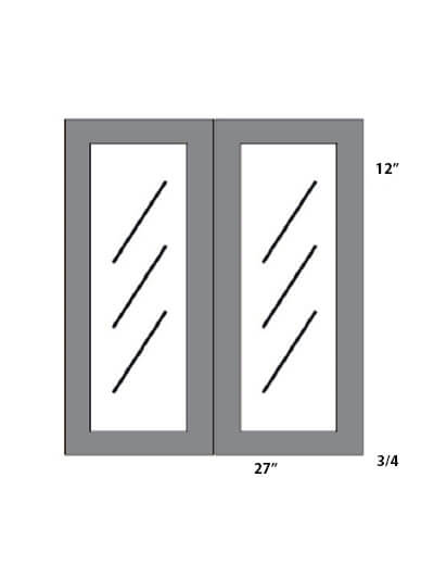 Dove White Shaker 27×12 Glass Door (Pair)