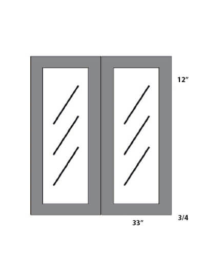 Cream White Shaker 33×12 Glass Door (Pair)