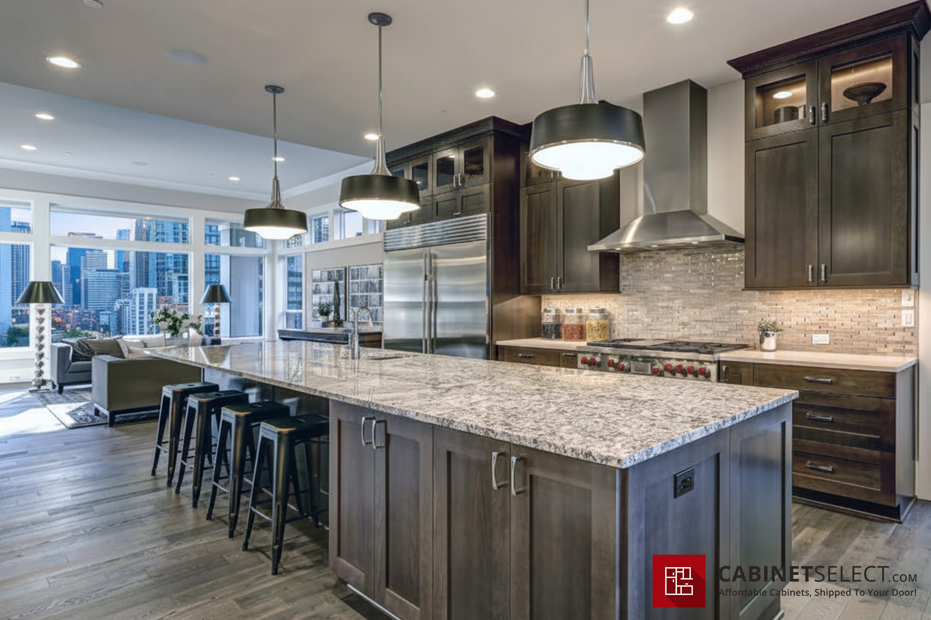 Greystone Shaker Cabinets in a high end aparment | CabinetSelect.com