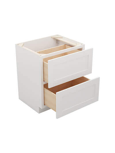 Ice White Shaker 2db30 Two Drawer Base Open