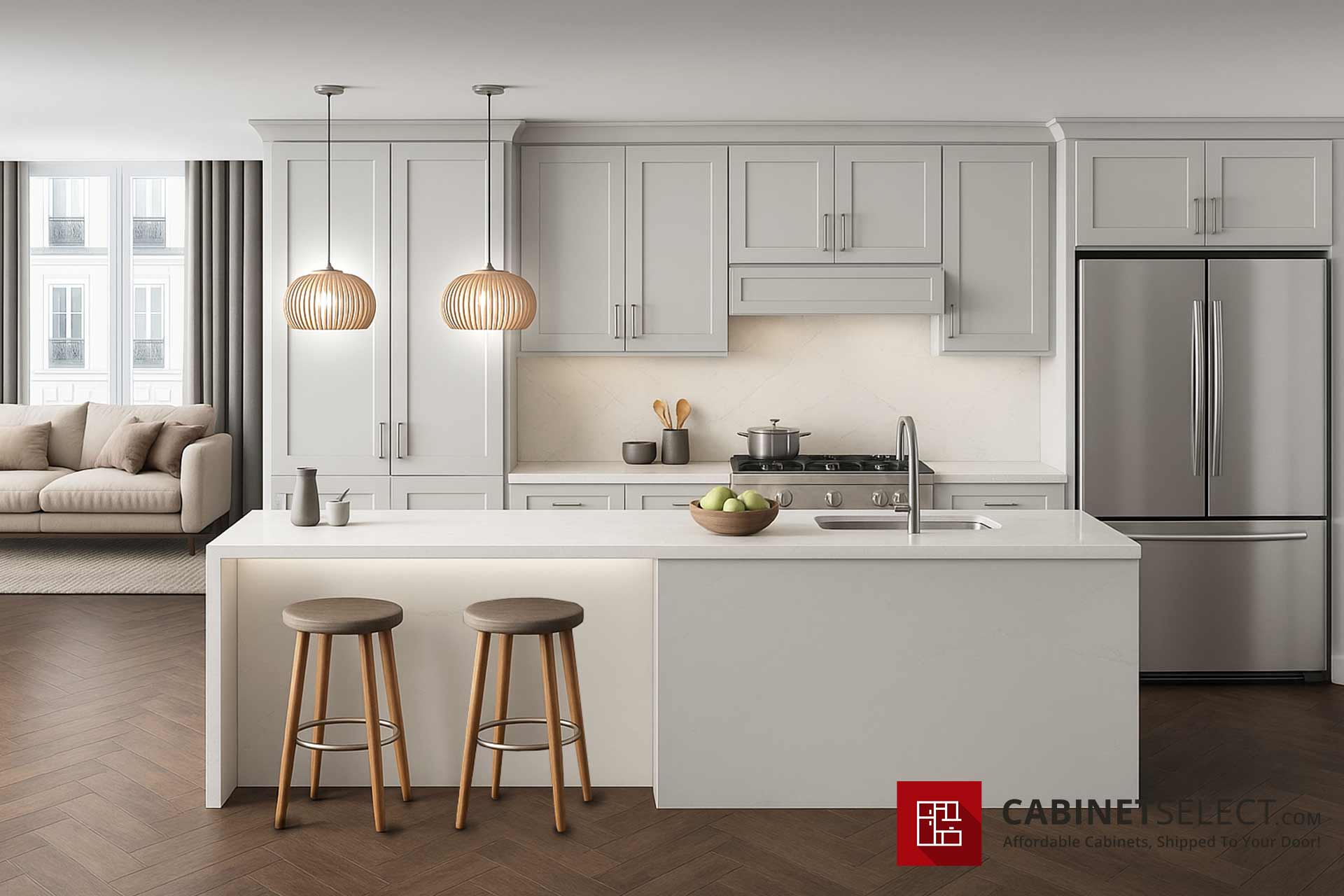 Luxor Misty Grey Kitchen Cabinets at 200 apartment project