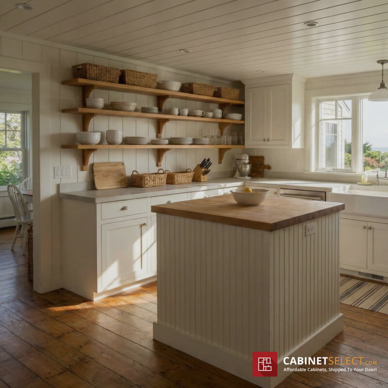 Cottage Coastal Kitchen With Beadboard Details