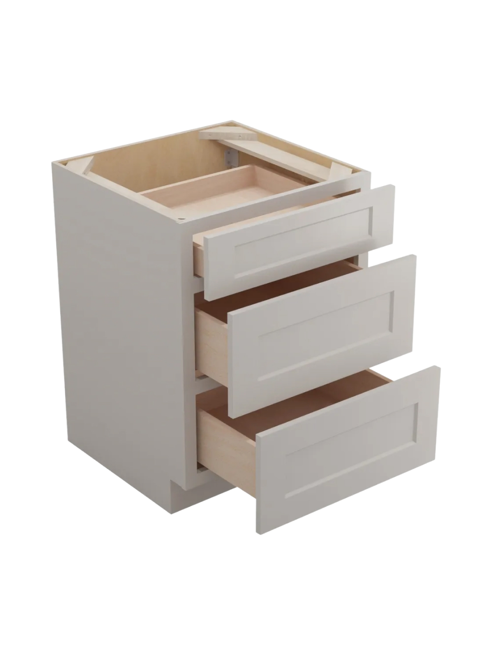 SD-3DB24: Shaker Dove 24″ Three Drawer Base Cabinet