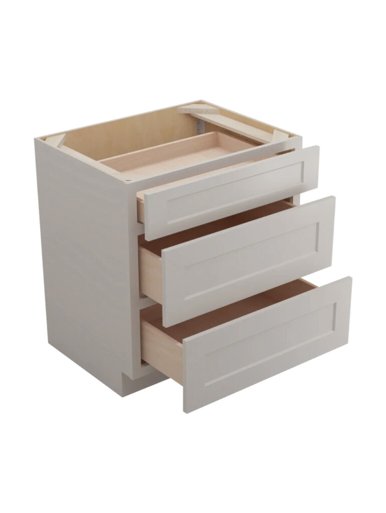 Shaker Dove 3db30 Three Drawer Base Open