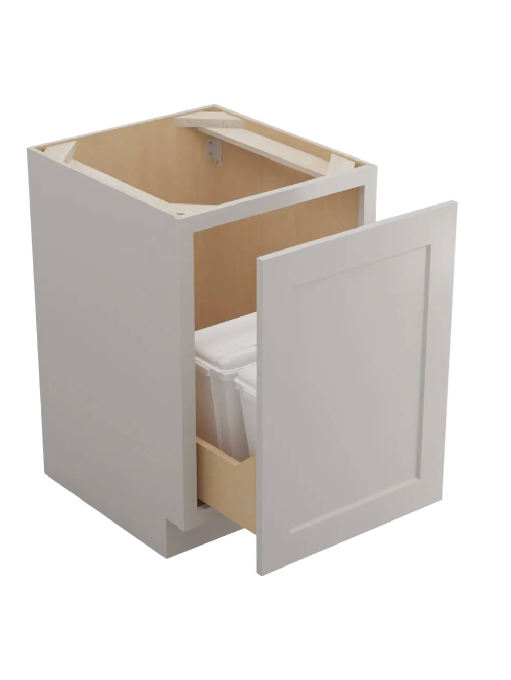 SD-B21FHTCPO: Shaker Dove Full Height Door Base with Double Trashcan Pullout