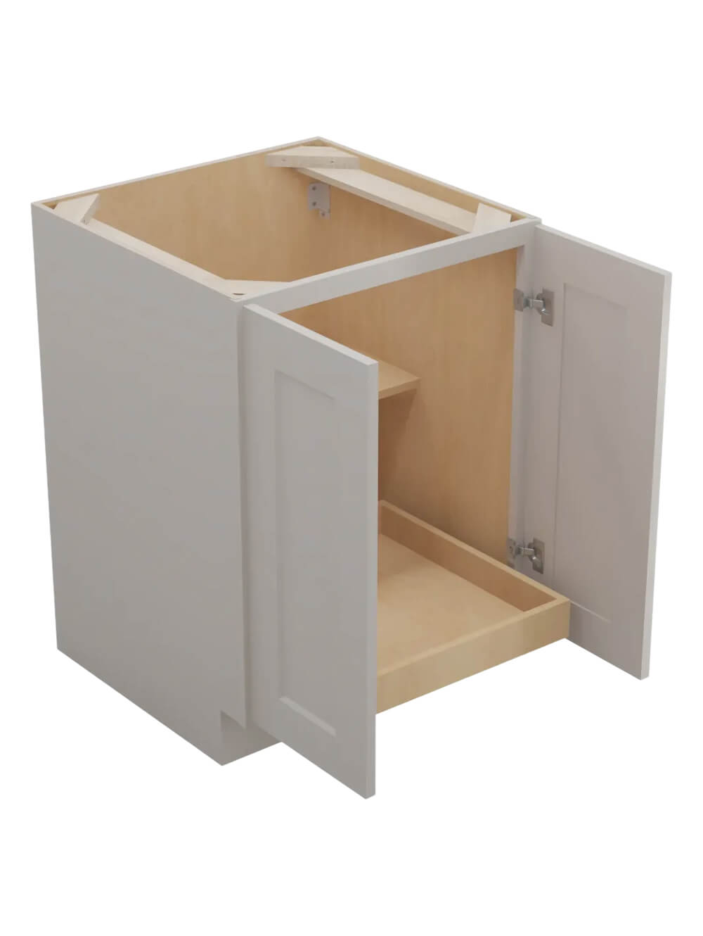 SD-B24FH1RS: Shaker Dove 24″ Double Full Height Door One Rollout Shelf Base Kit