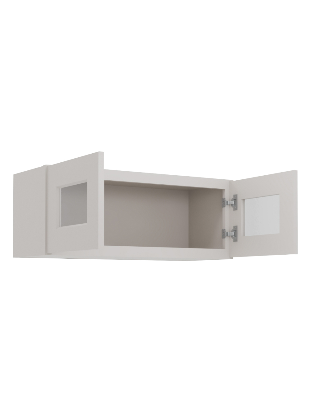 SD-W3012GD: Shaker Dove 30″ Glass Door Wall Stacker Cabinet Double Door 12″ H