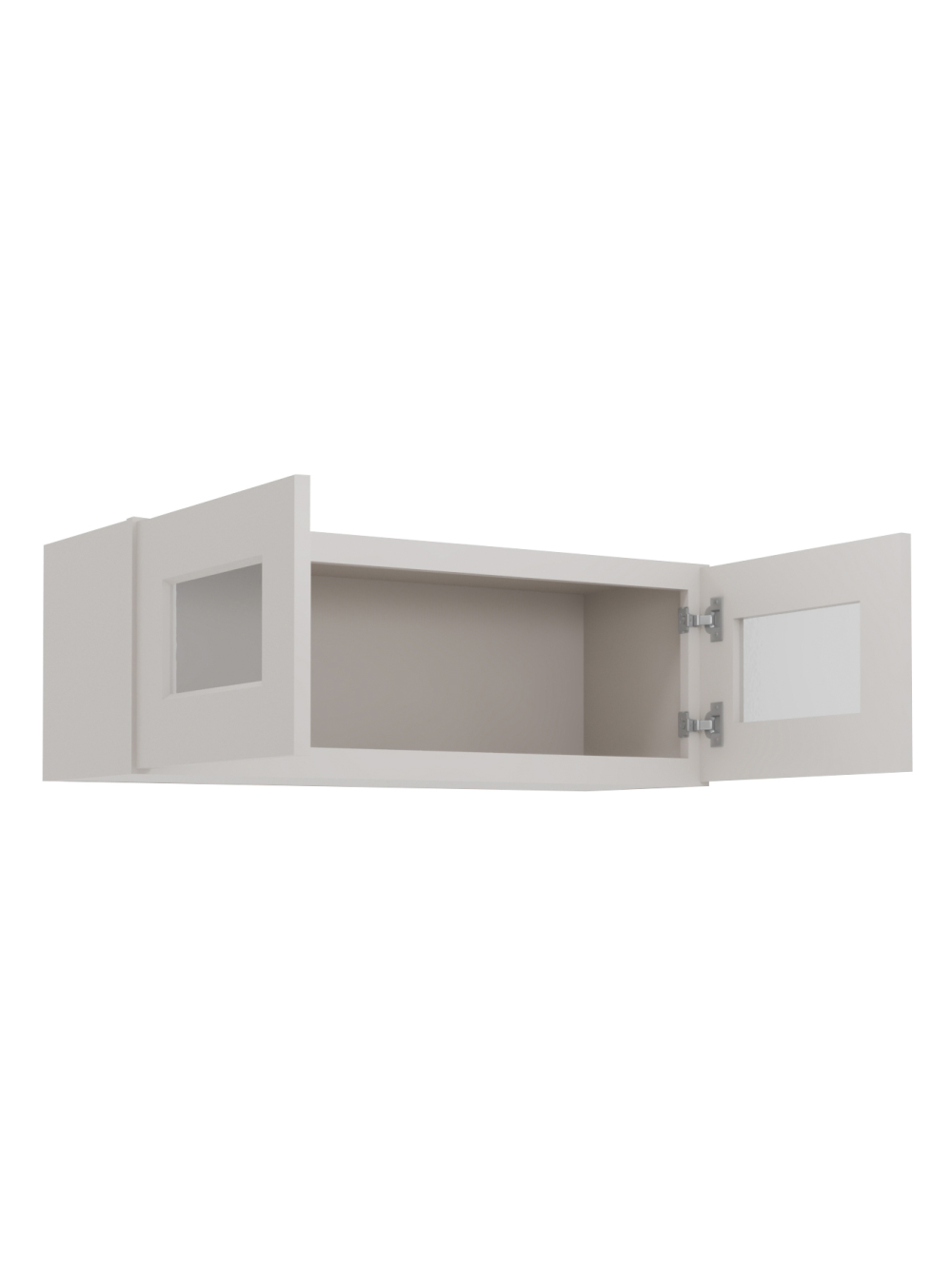 SD-W3312GD: Shaker Dove 33″ Glass Door Wall Stacker Cabinet Double Door 12″ H