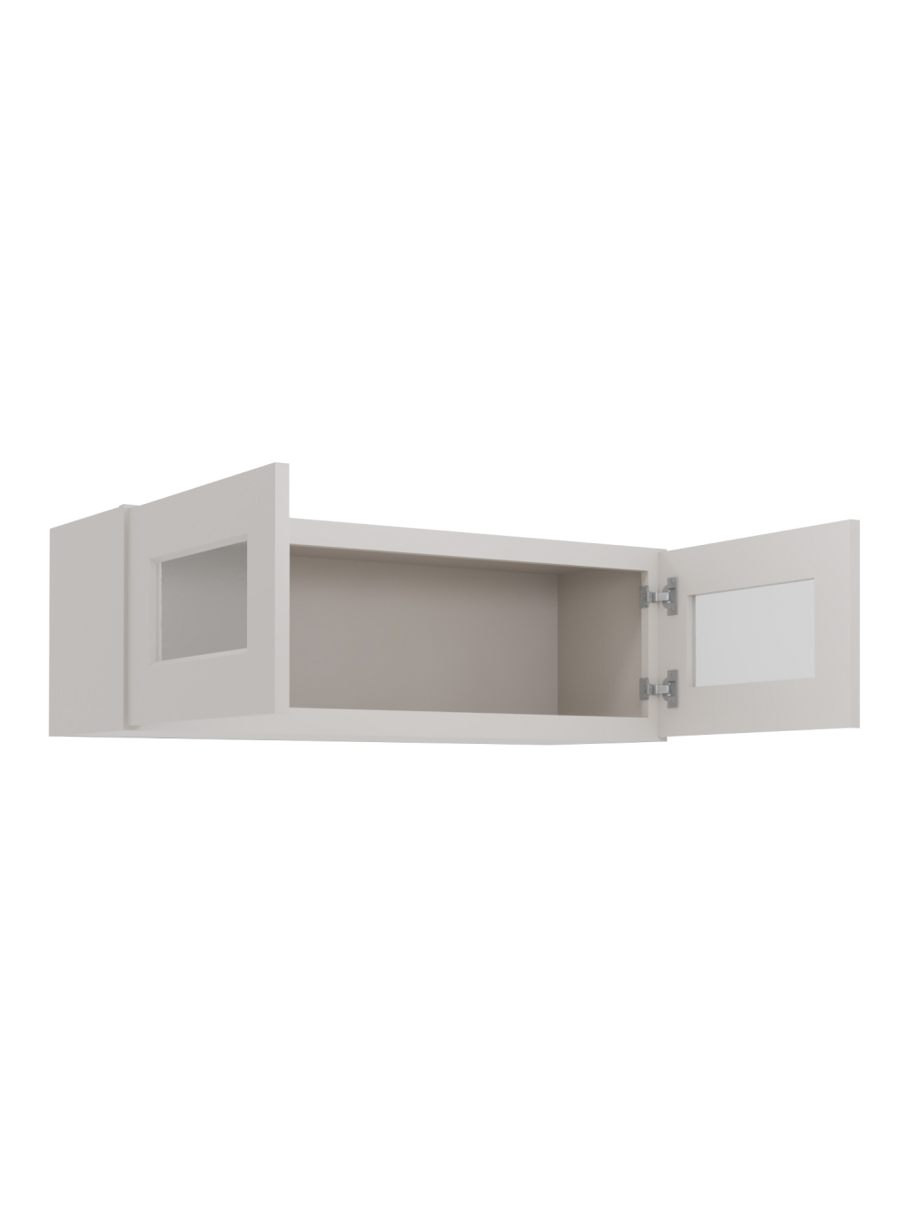 SD-W3612GD: Shaker Dove 36″ Glass Door Wall Stacker Cabinet Double Door 12″ H