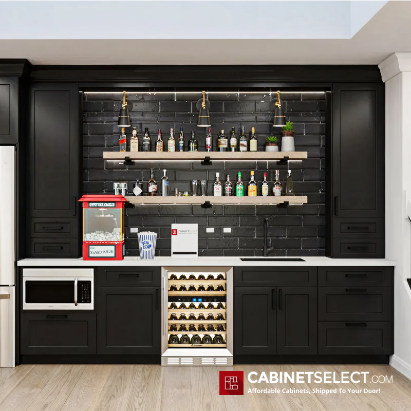 Modern Black Cabinets Kitchenette