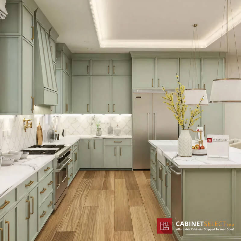 Avalon Slim Shaker Sage Green Cabinet