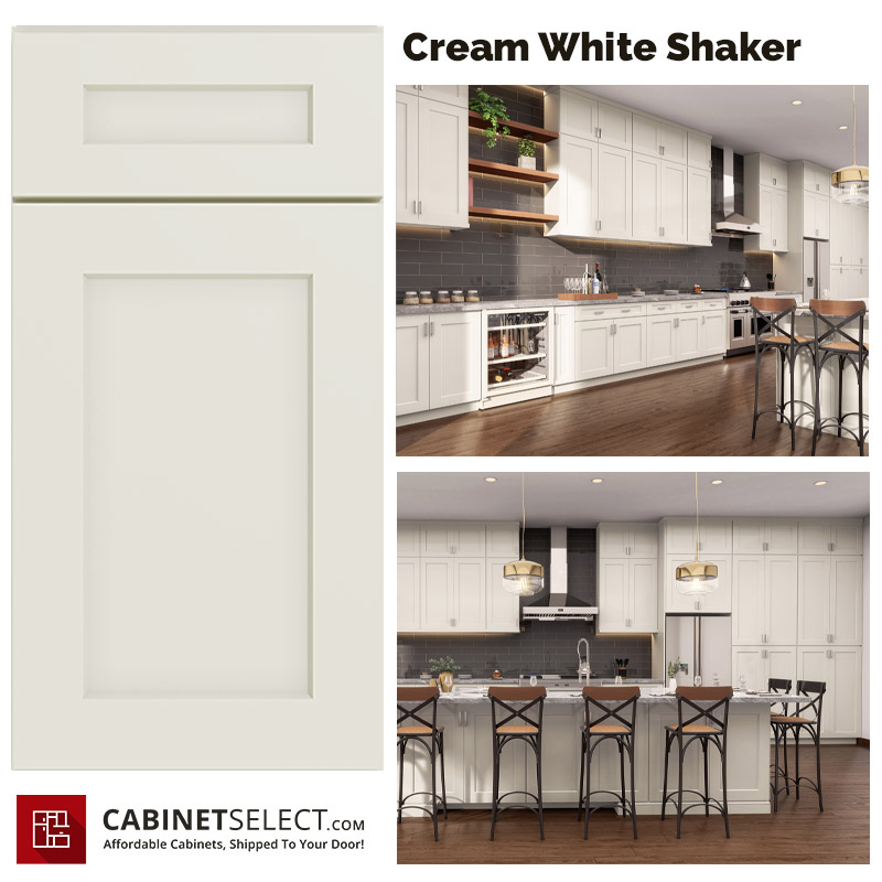 Cream White Shaker Kitchen Cabinet Line