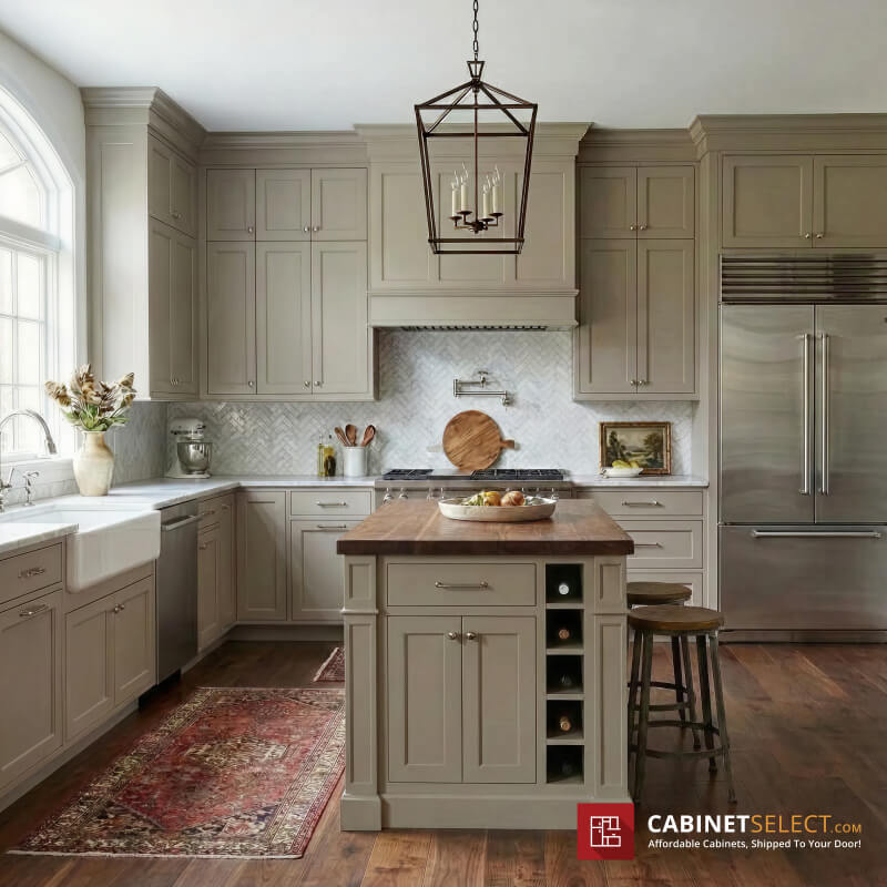 Medium Greige Cabinets