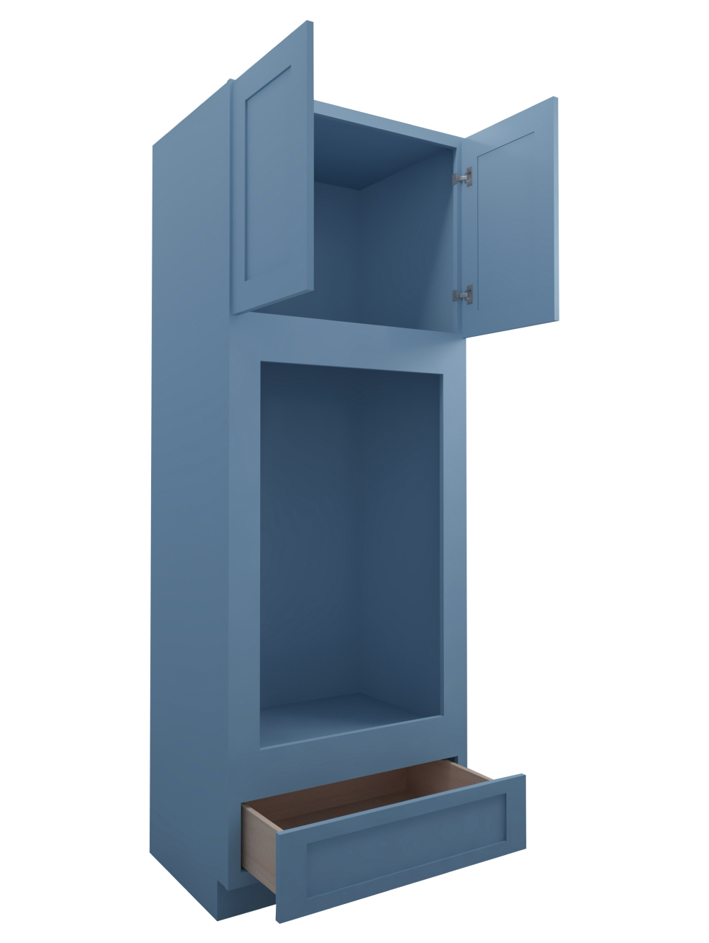 AX-OM3390B: Xterra Blue Shaker 33″ 1 Drawer 2 Door Double Oven Cabinet