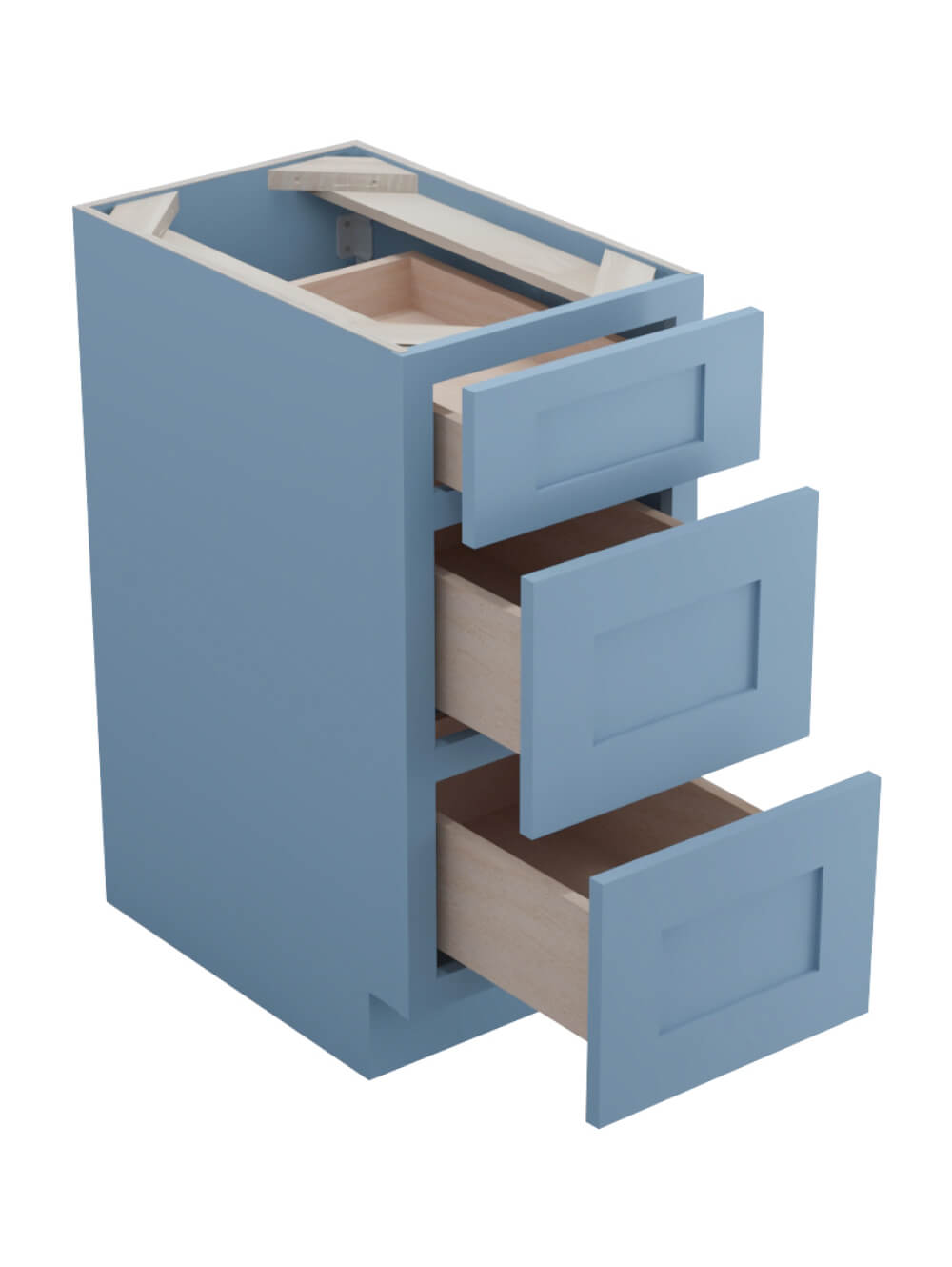 AX-SVB1521-34-1/2″: Xterra Blue Shaker 15″ Three Drawer Base vanity