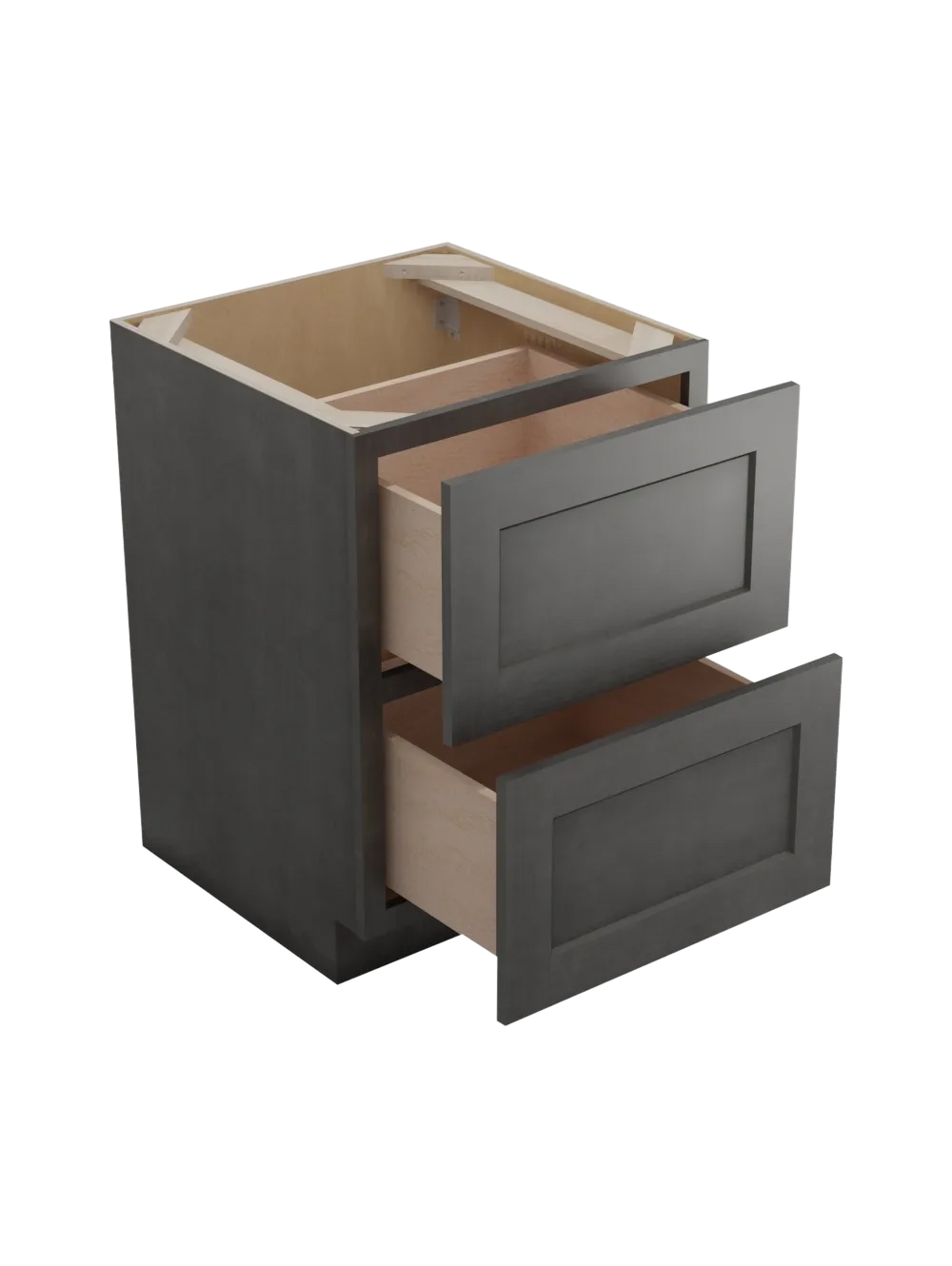 SCN-2DB24: Shaker Cinder 24″ Two Drawer Base Cabinet