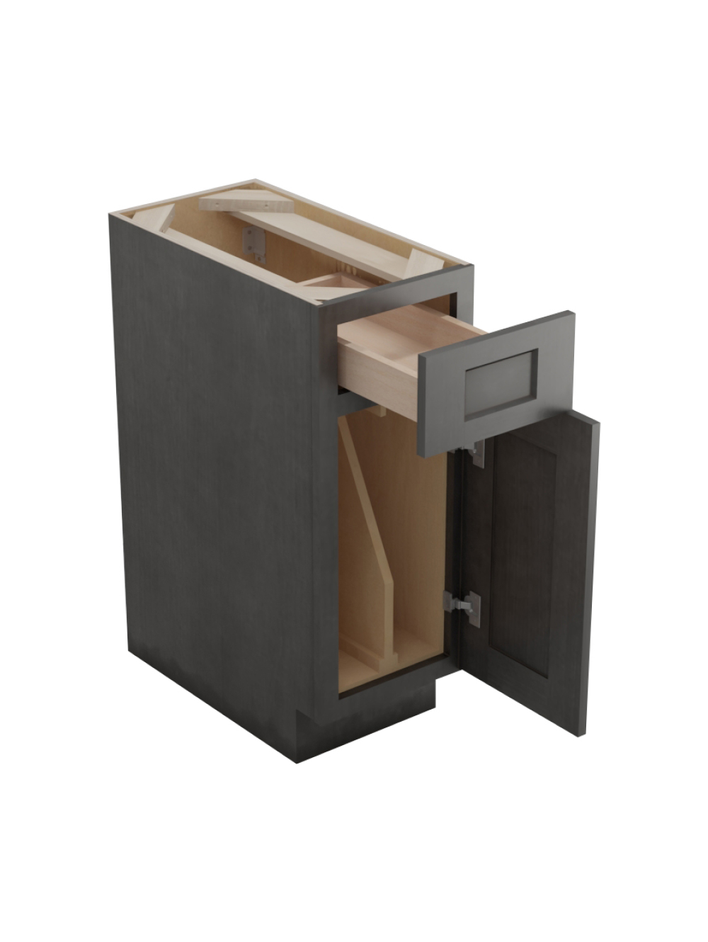 SCN-B12TD: Shaker Cinder 12″ Single Tray Divider Base Cabinet with Drawer