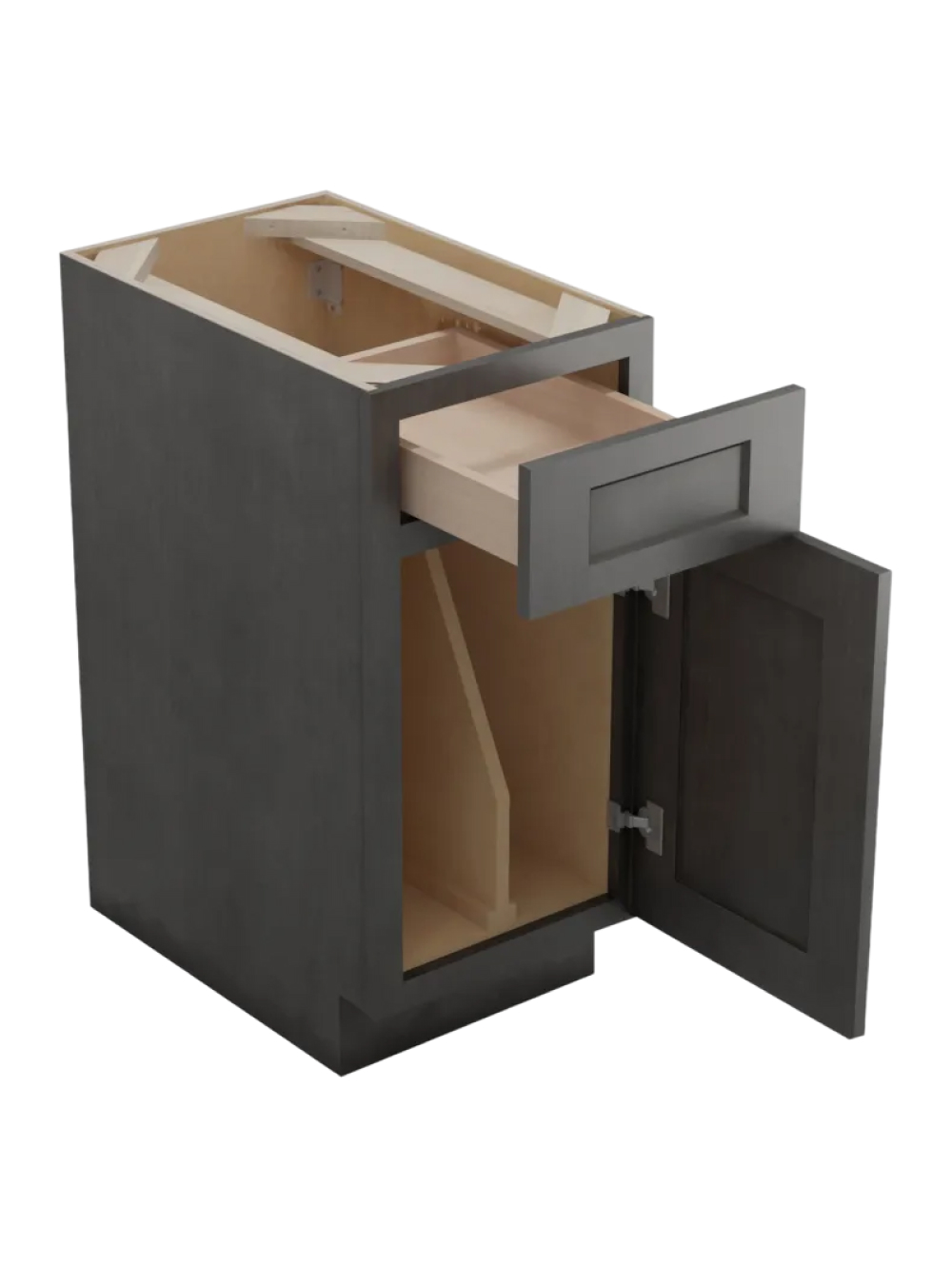 SCN-B15TD: Shaker Cinder 15″ Single Tray Divider Base Cabinet with Drawer