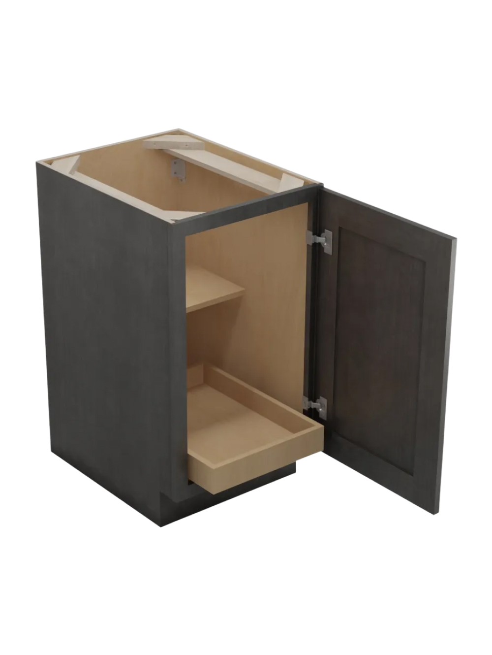 SCN-B18FH1RS: Shaker Cinder 18″ Single Full Height Door One Rollout Shelf Base Kit