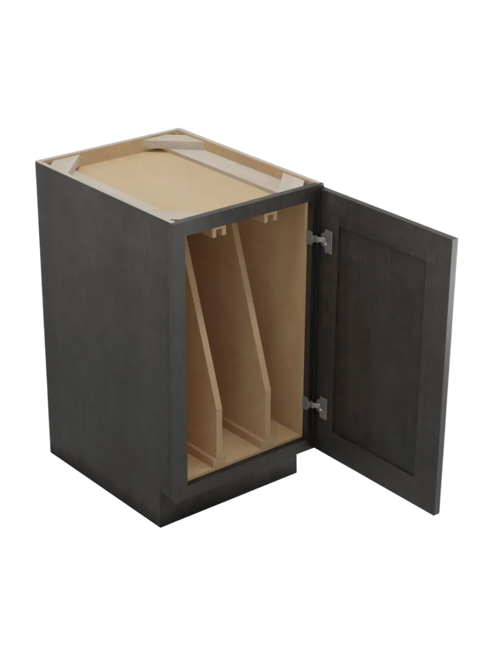 SCN-B18FHTD: Shaker Cinder 18″ Full Height Door Double Tray Divider Base Cabinet