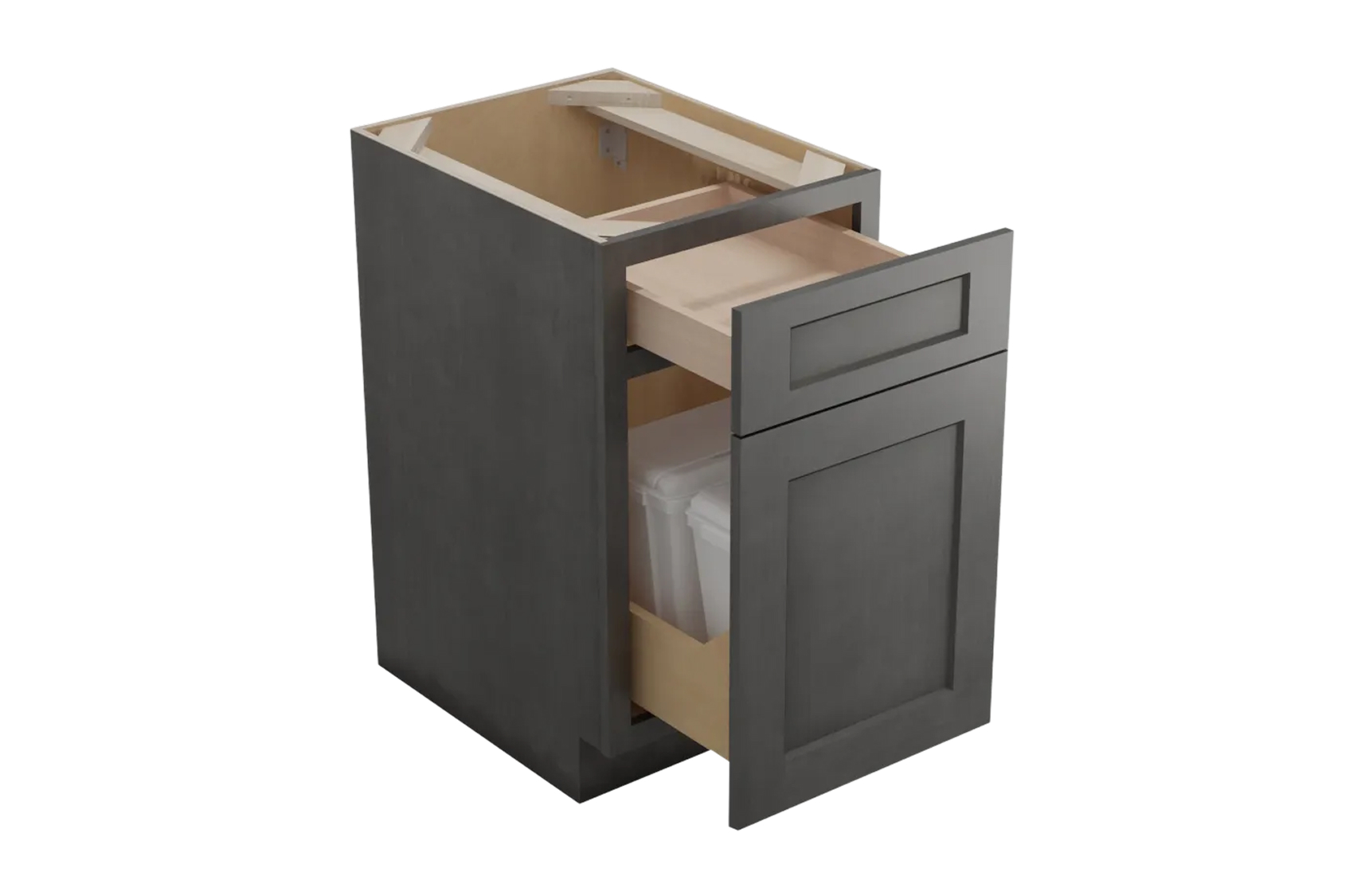 SCN-B18TCPO: Shaker Cinder Base with Double Trashcan Pullout
