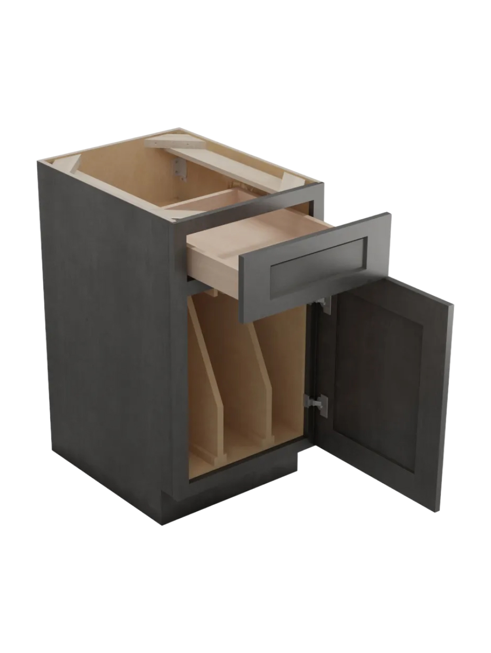 SCN-B18TD: Shaker Cinder 18″ Double Tray Divider Base Cabinet with Drawer
