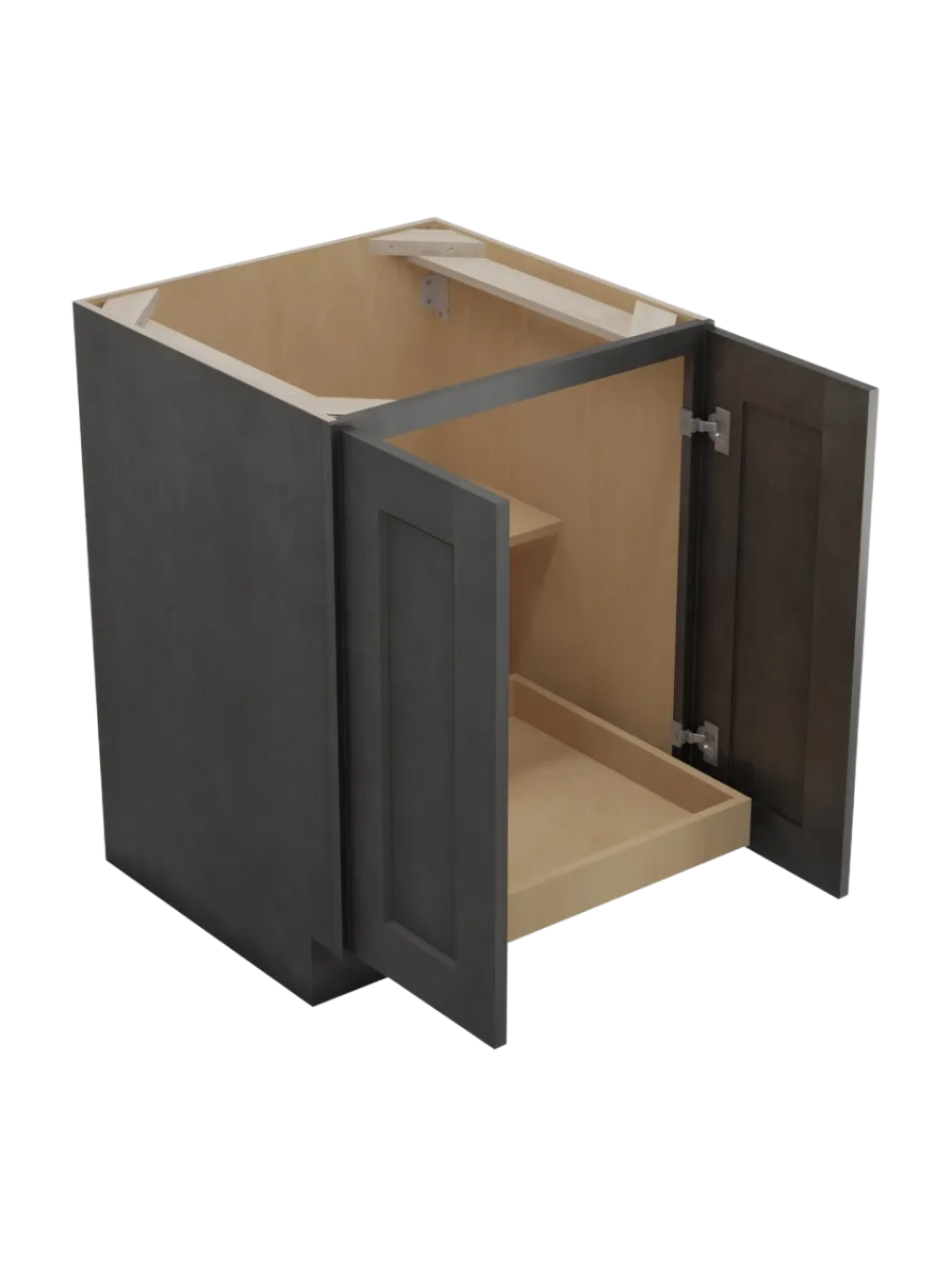 SCN-B24FH1RS: Shaker Cinder 24″ Double Full Height Door One Rollout Shelf Base Kit