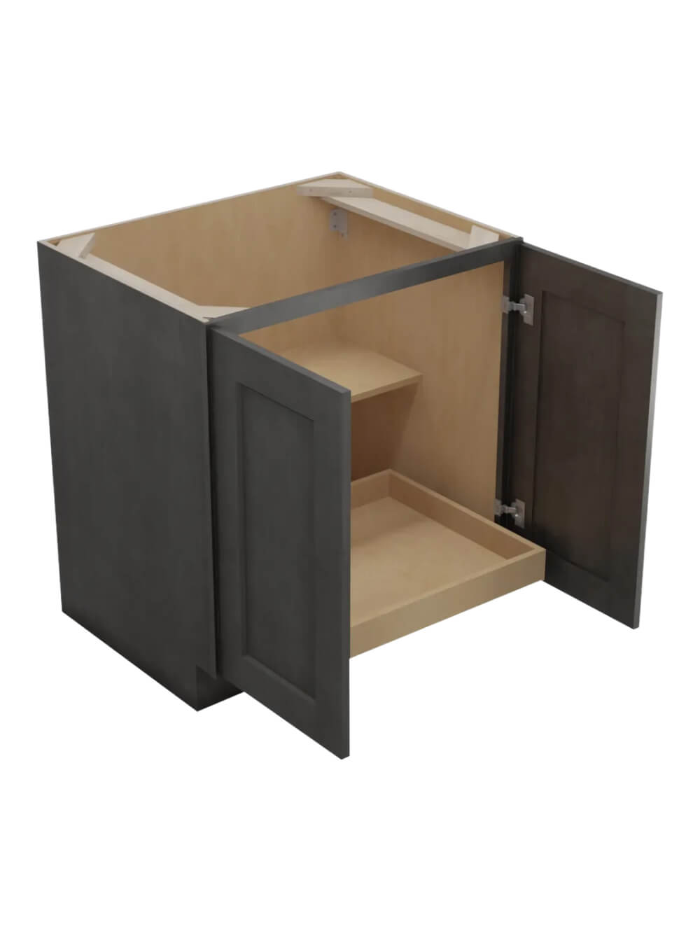SCN-B30FH1RS: Shaker Cinder 30″ Double Full Height Door One Rollout Shelf Base Kit