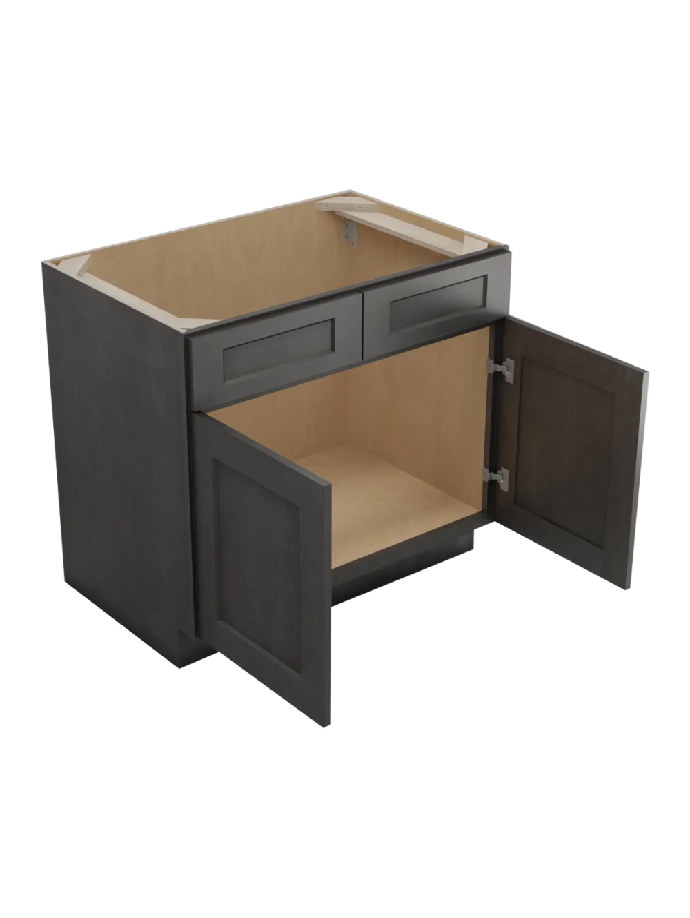 SCN-VS36: Shaker Cinder 36″ Vanity Sink Base Double Door Double Drawer Front