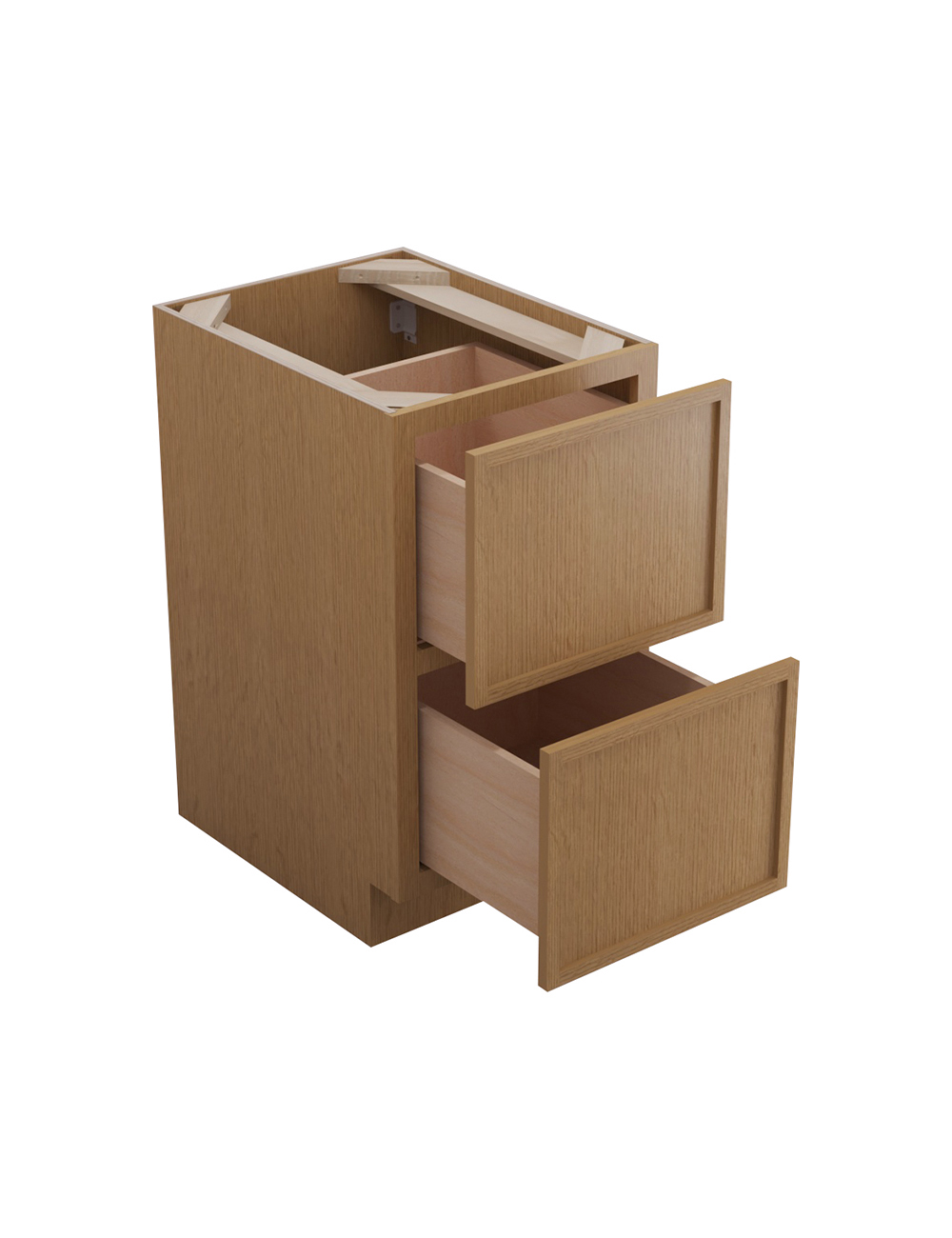 PH-2DB18: Petit Oak Shaker 18″ 2 Drawer Base Cabinet