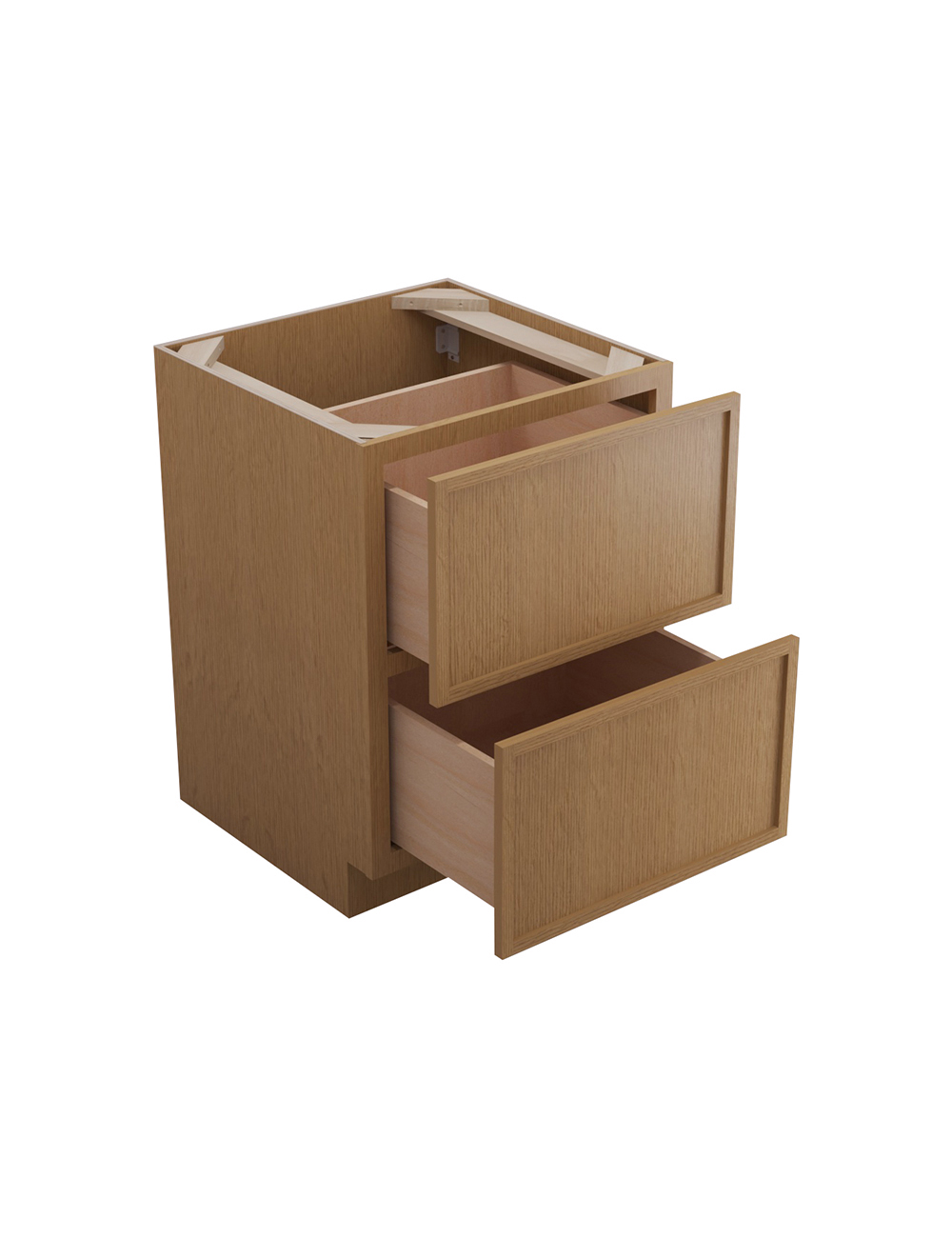 PH-2DB24: Petit Oak Shaker 24″ 2 Drawer Base Cabinet
