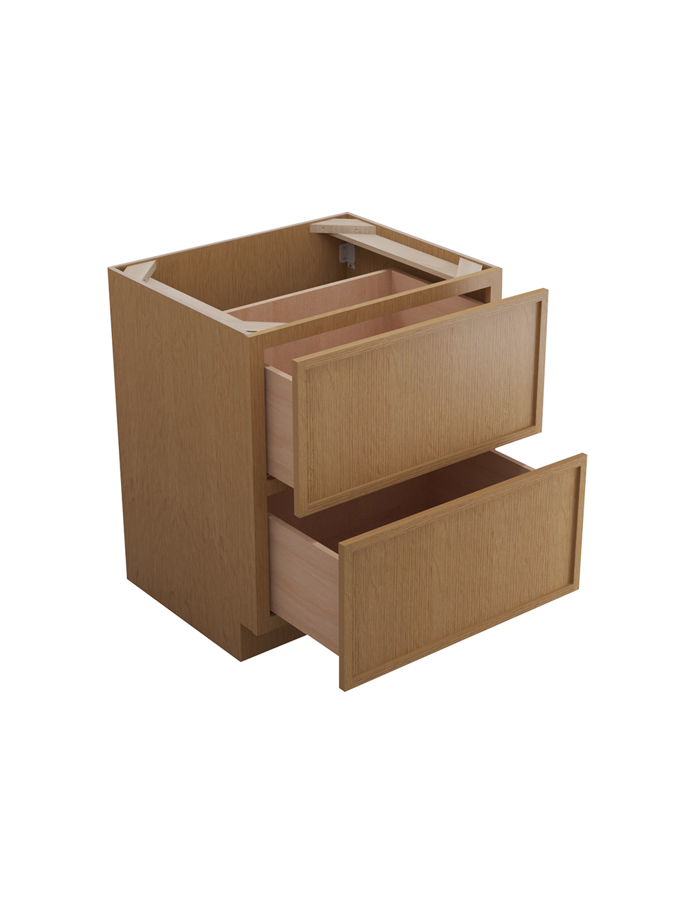 PH-2DB30: Petit Oak Shaker 30″ 2 Drawer Base Cabinet