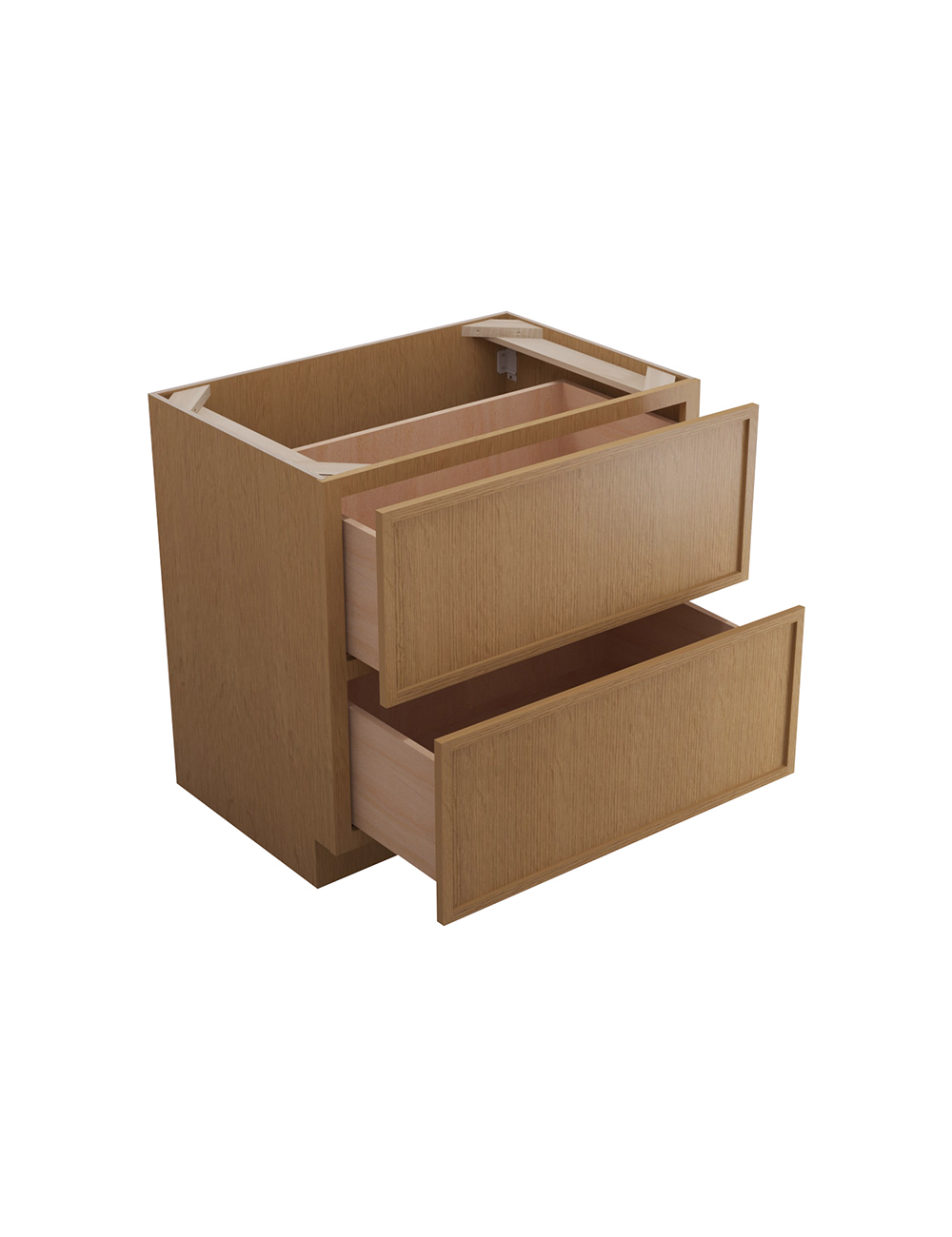 PH-2DB36: Petit Oak Shaker 36″ 2 Drawer Base Cabinet