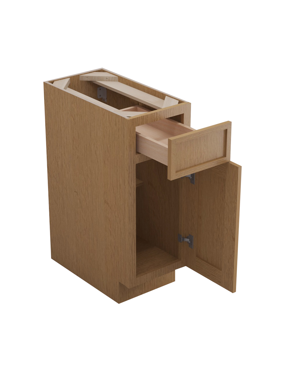 PH-B12: Petit Oak Shaker 12″ 1 Drawer 1 Door Base Cabinet