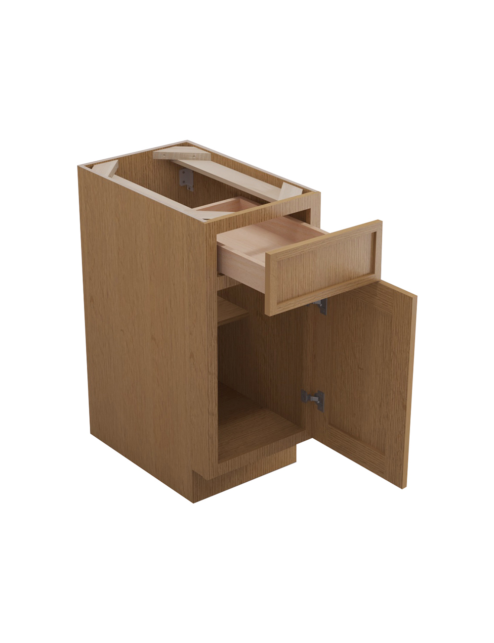 PH-B15: Petit Oak Shaker 15″ 1 Drawer 1 Door Base Cabinet