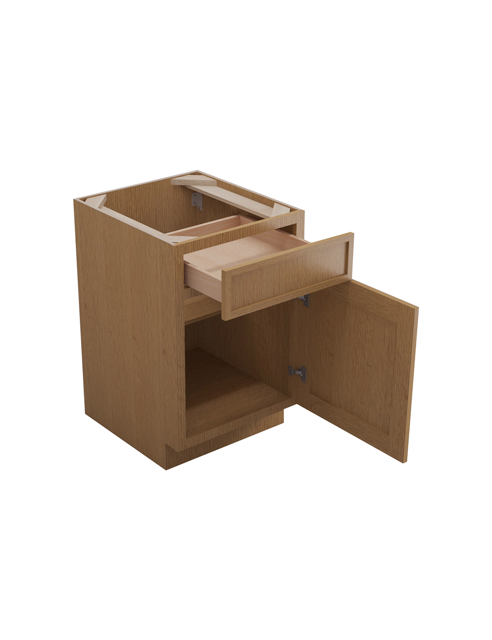 PH-B21: Petit Oak Shaker 21″ 1 Drawer 1 Door Base Cabinet