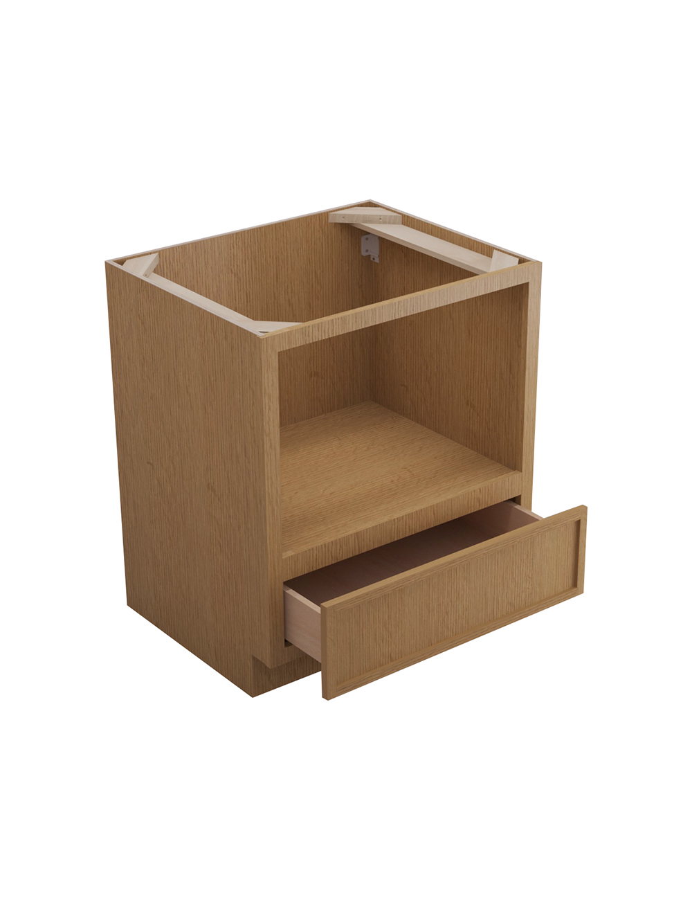 PH-B24MW (24″ W): Petit Oak Shaker 24″ Microwave Base Cabinet