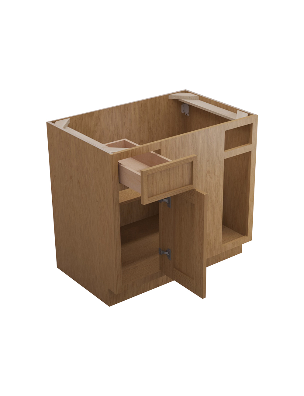 PH-BBLC39/42-36″ W: Petit Oak Shaker 39″ 1 Drawer 1 Door Blind Corner Base Cabinet