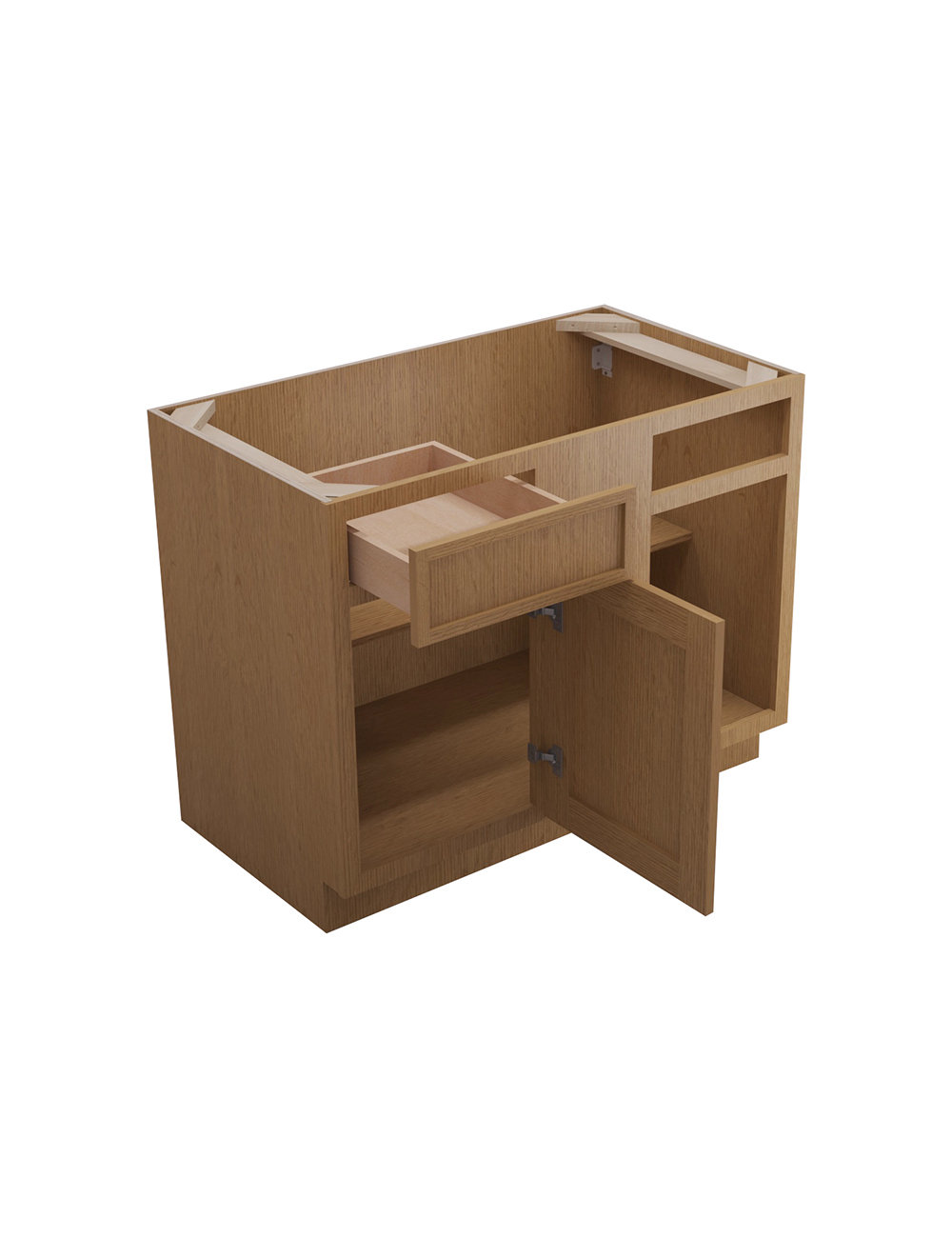 PH-BBLC45/48-42″ W: Petit Oak Shaker 45″ 1 Drawer 1 Door Blind Corner Base Cabinet