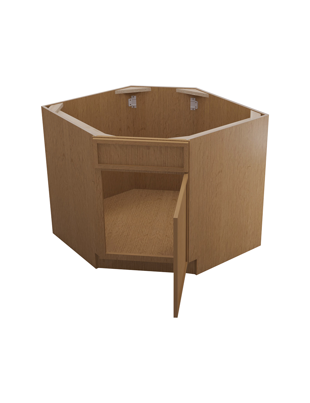 PH-BDCF36: Petit Oak Shaker 36″ 1 Door Diagonal Corner Sink Base Cabinet