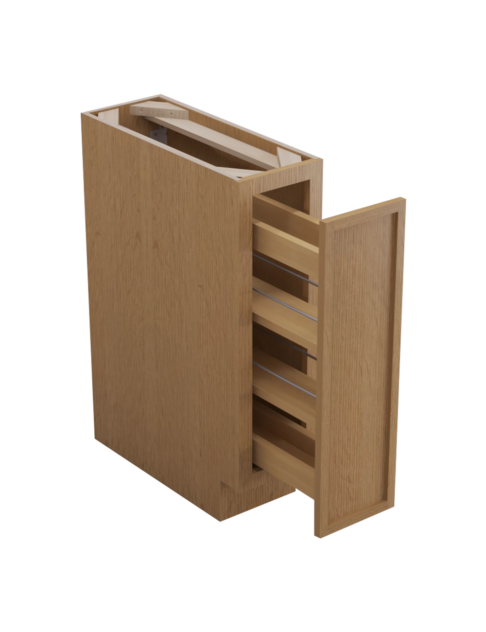 PH-BFP09: Petit Oak Shaker 9″ Base Pull Out with Spice Rack
