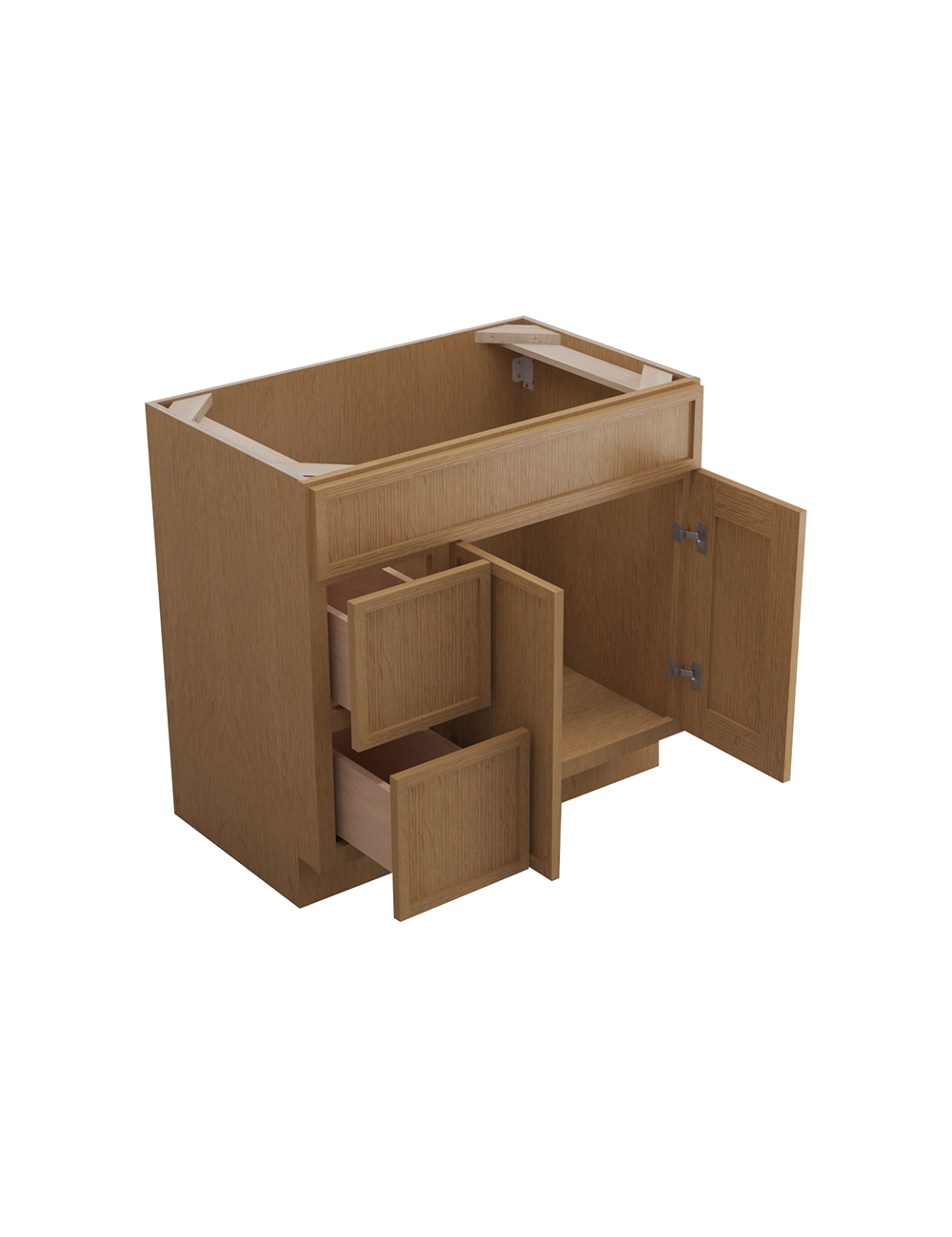 PH-S3621BDL-34-1/2″: Petit Oak Shaker 36″ Left drawers (2) Vanity