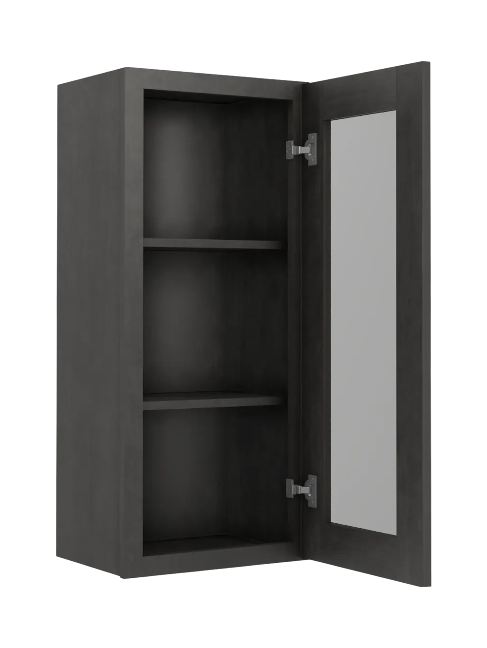 SCN-W1536GD: Shaker Cinder 15″ Glass Door Wall Cabinet Single Door 36″ Tall