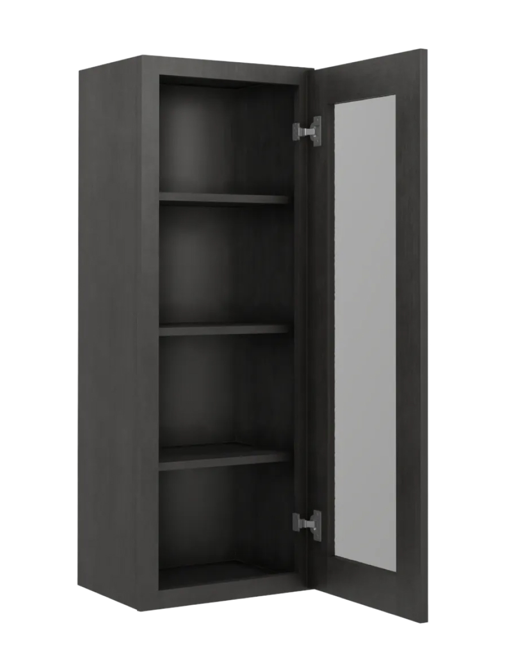 SCN-W1542GD: Shaker Cinder 15″ Glass Door Wall Cabinet Single Door 42″ Tall