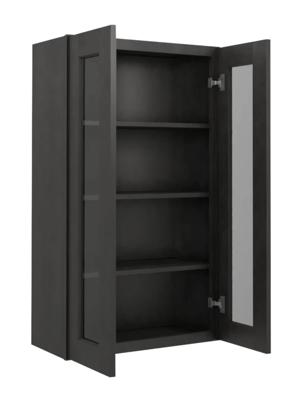 SCN-W2442GD: Shaker Cinder 24″ Glass Door Wall Cabinet Double Door 42″ Tall