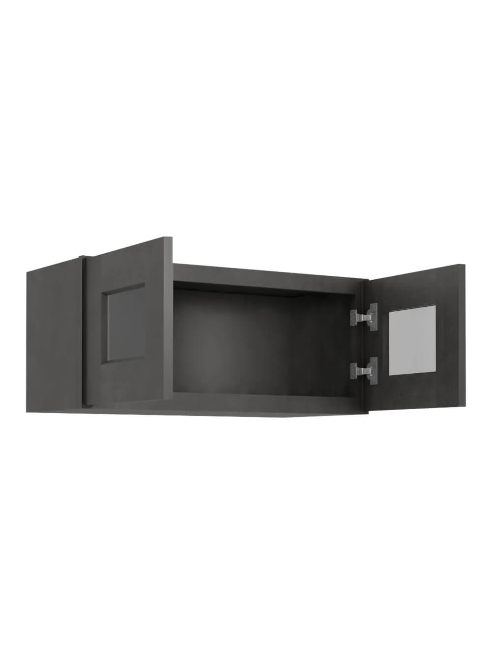 SCN-W2712GD: Shaker Cinder 27″ Glass Door Wall Stacker Cabinet Double Door 12″ H